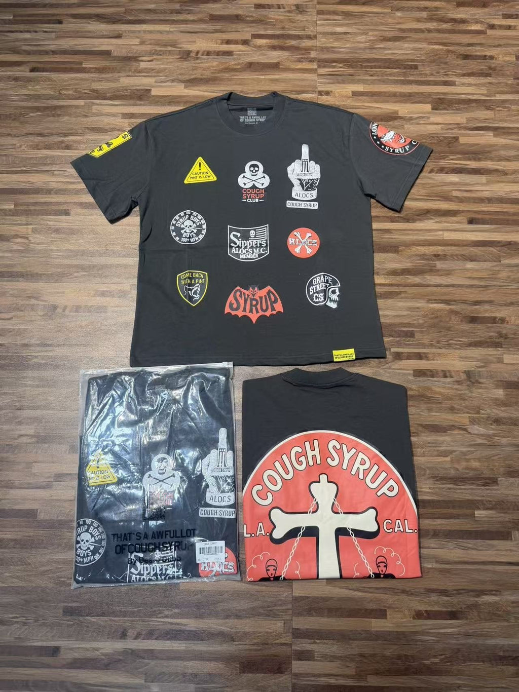 THAT'S A AWFUL LOT OF COUGH SYRUP Patch Graphic Short-Sleeve T-Shirt — context