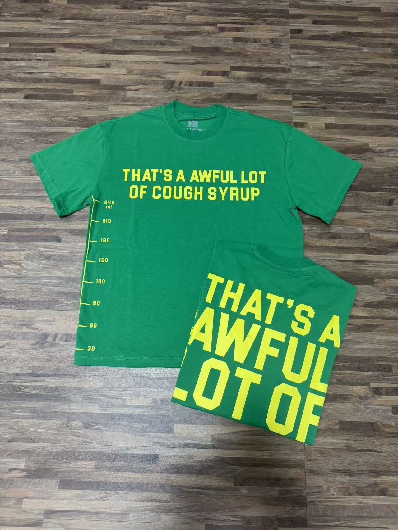 THAT'S A AWFUL LOT OF COUGH SYRUP Yellow Wordmark Short-Sleeve T-Shirt — context