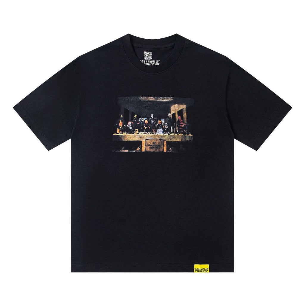 THAT'S A AWFUL LOT OF COUGH SYRUP Black Back-Print Short-Sleeve T-Shirt — hero