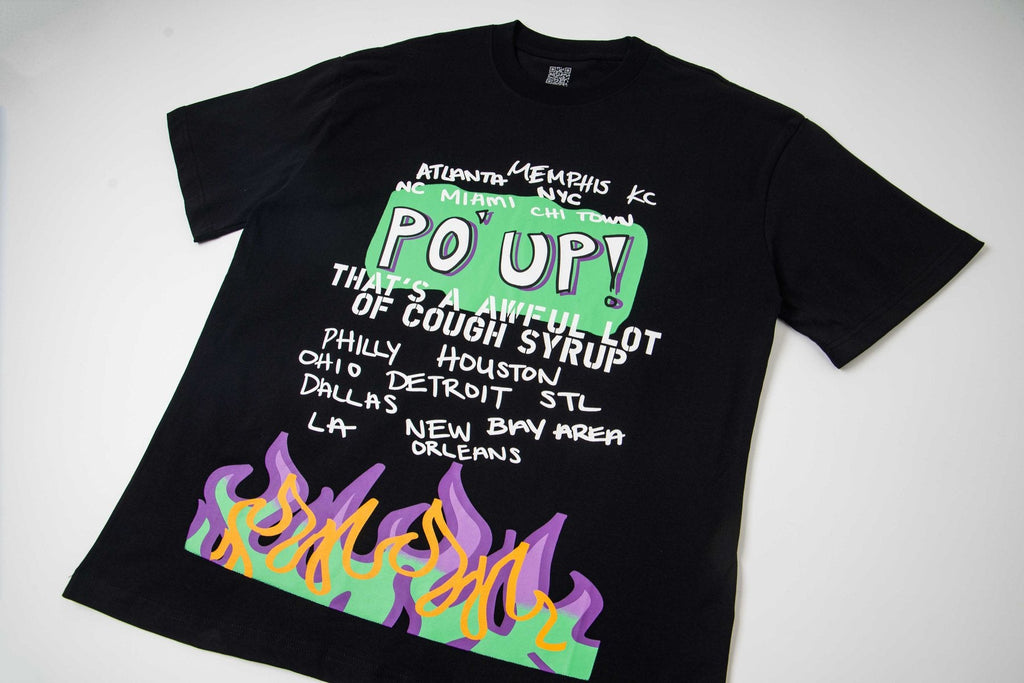 THAT'S A AWFUL LOT OF COUGH SYRUP PO UP Flame Graphic Short-Sleeve T-Shirt — front