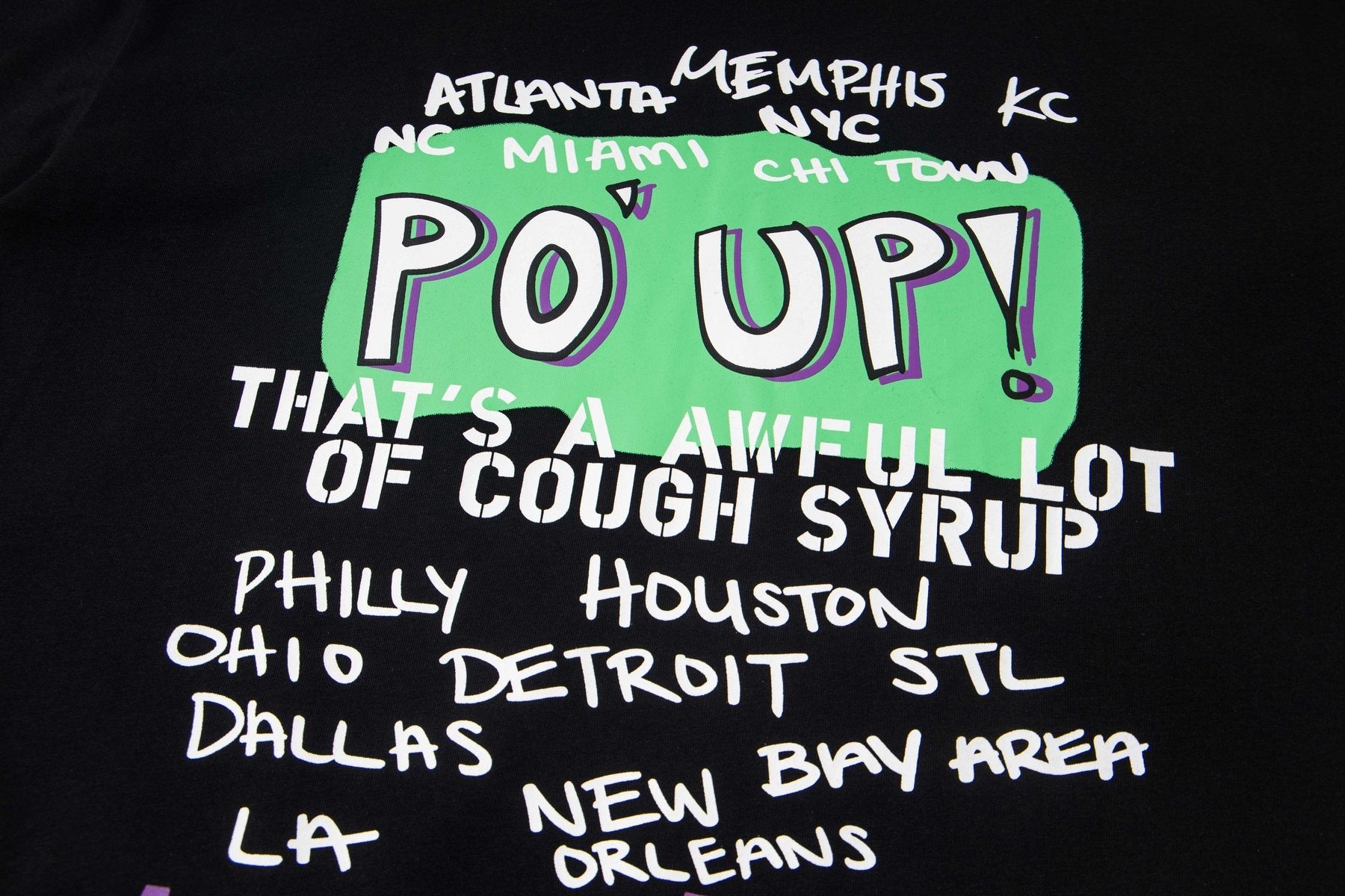 THAT'S A AWFUL LOT OF COUGH SYRUP PO UP Flame Graphic Short-Sleeve T-Shirt — detail