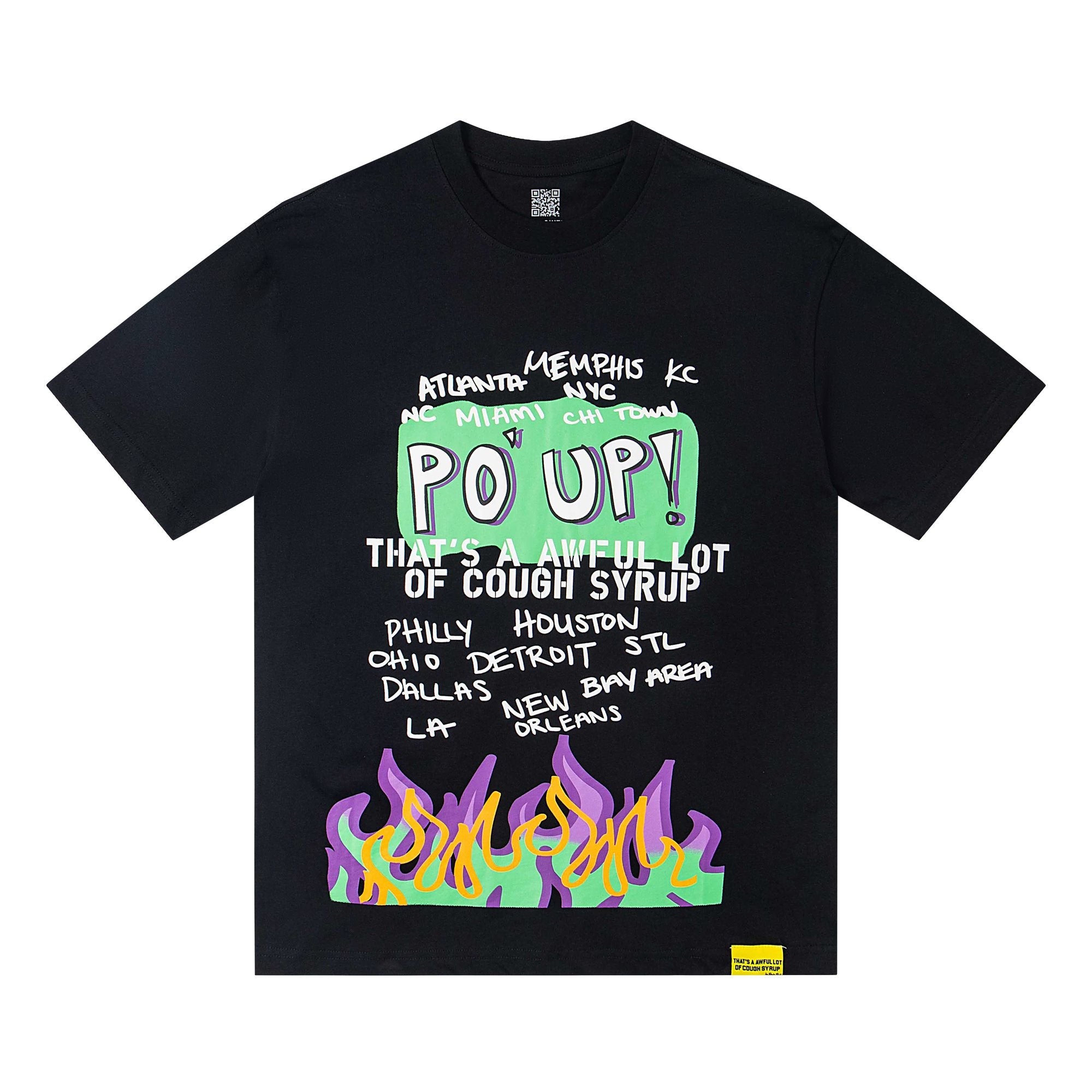 THAT'S A AWFUL LOT OF COUGH SYRUP PO UP Flame Graphic Short-Sleeve T-Shirt — hero