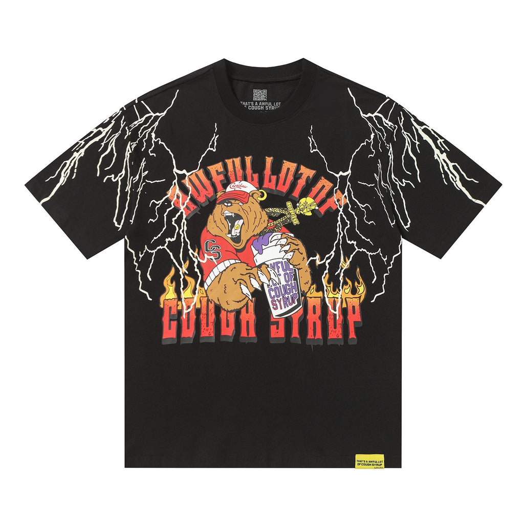 THAT'S A AWFUL LOT OF COUGH SYRUP Bear Lightning Graphic T-Shirt — hero