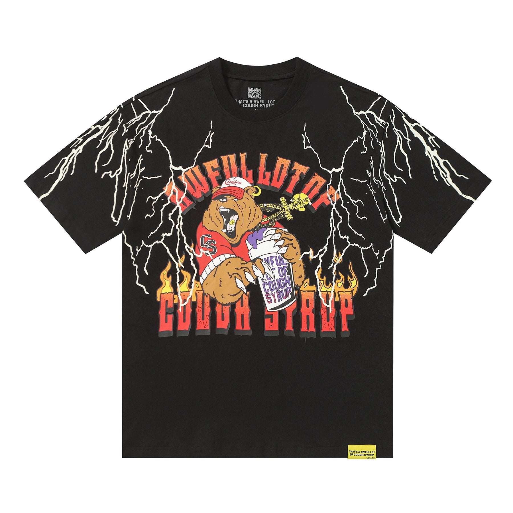 THAT'S A AWFUL LOT OF COUGH SYRUP Bear Lightning Graphic T-Shirt — hero