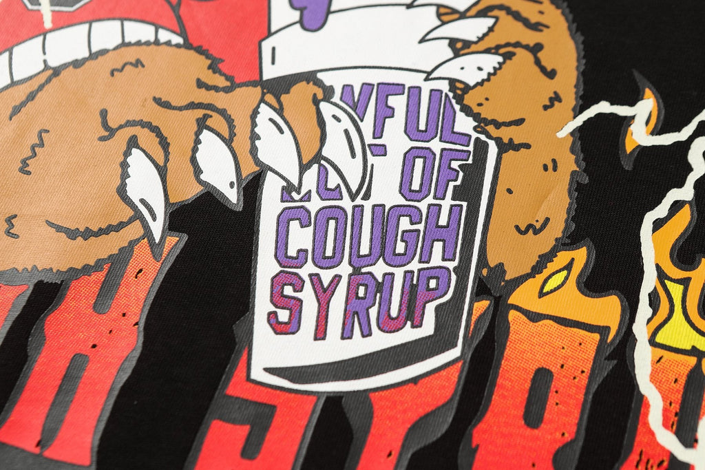 THAT'S A AWFUL LOT OF COUGH SYRUP Bear Lightning Graphic T-Shirt — detail