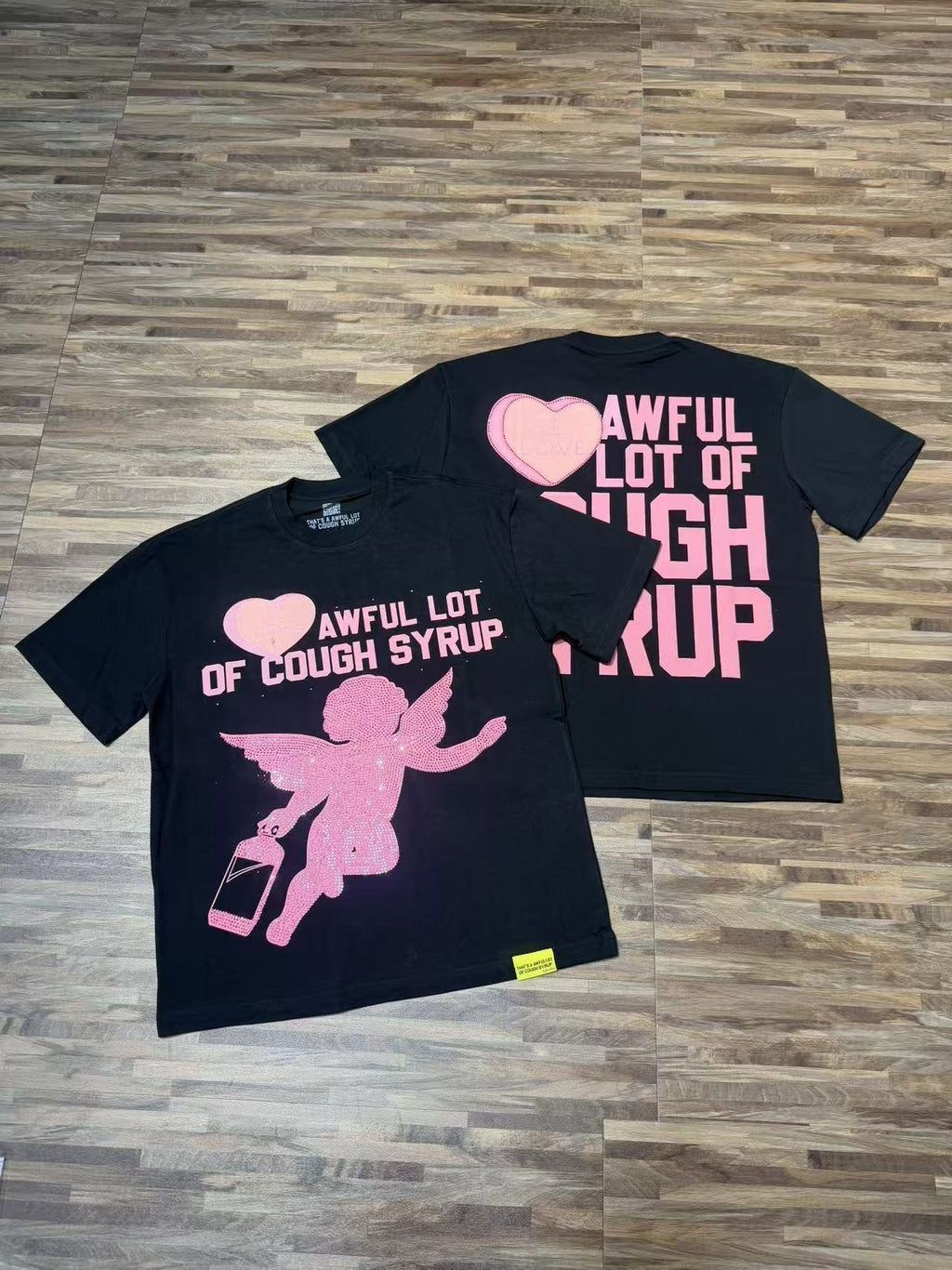 THAT'S A AWFUL LOT OF COUGH SYRUP Heart Cupid Graphic T-Shirt — context