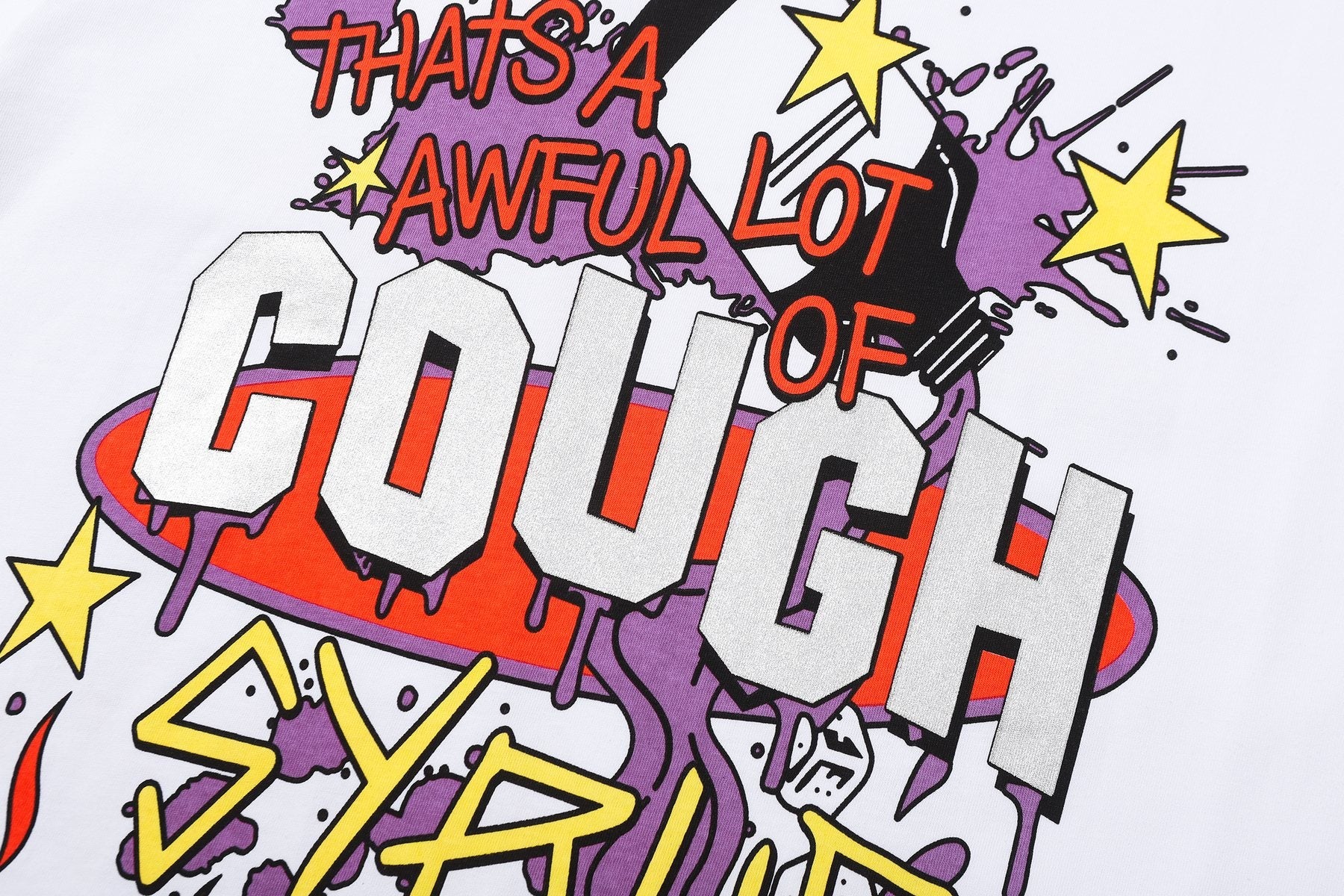 THAT'S A AWFUL LOT OF COUGH SYRUP Flame Graphic Short-Sleeve T-Shirt — detail