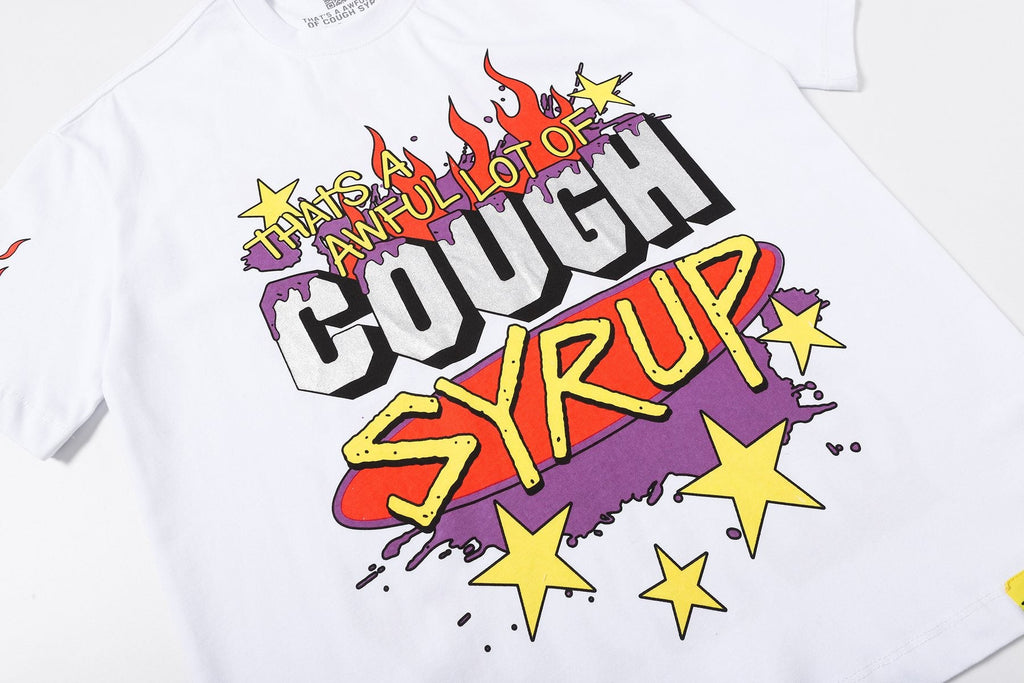 THAT'S A AWFUL LOT OF COUGH SYRUP Flame Graphic Short-Sleeve T-Shirt — detail
