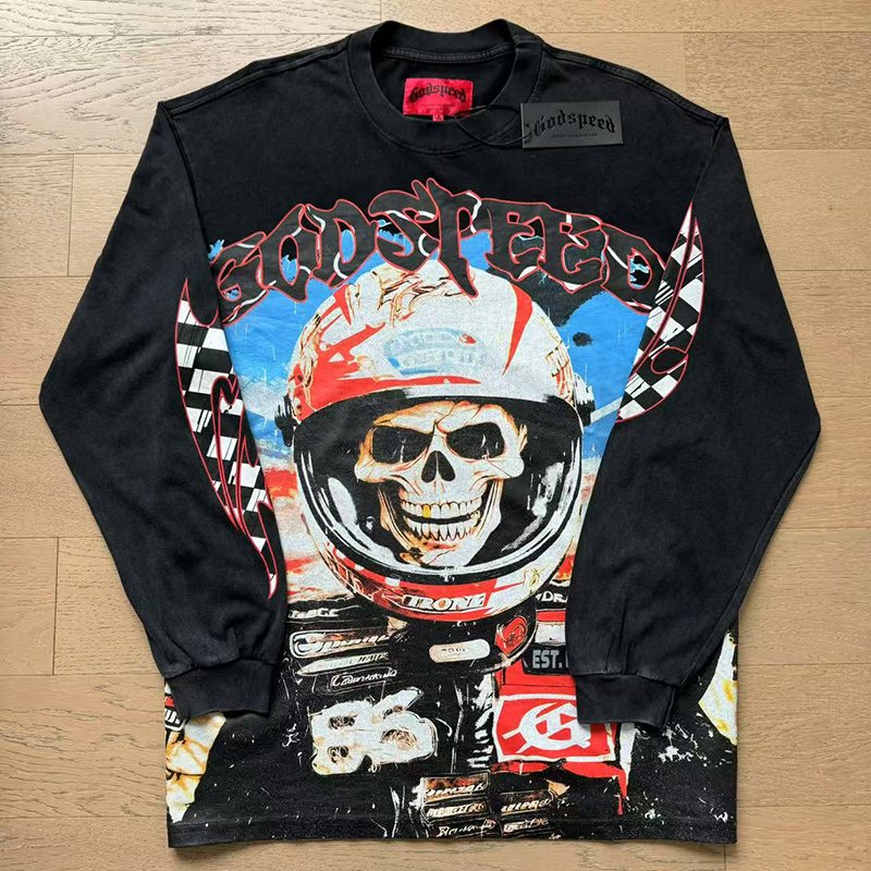Godspeed Out of Many One Racing Graphic Long-Sleeve T-Shirt — front