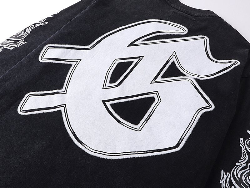 Godspeed E Pluribus Unum Washed Black Long-Sleeve T-Shirt — detail