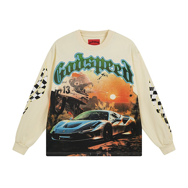 Godspeed Out of Many One Racing Graphic Long-Sleeve T-Shirt — front