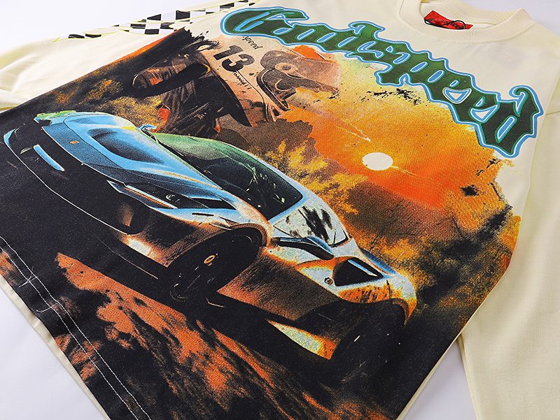 Godspeed Out of Many One Racing Graphic Long-Sleeve T-Shirt — detail