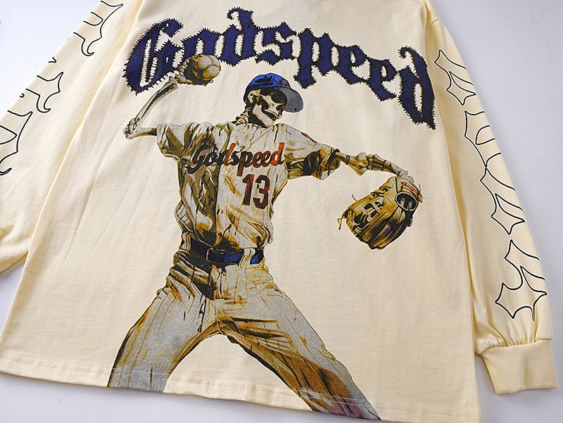 Godspeed Out of Many One Baseball Graphic Long-Sleeve T-Shirt — detail