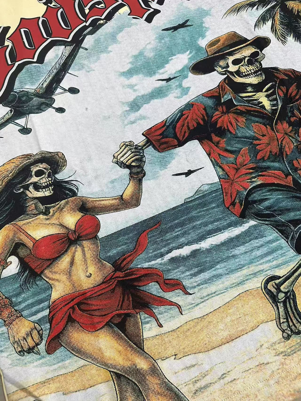 Godspeed Beach Skeleton Graphic T-Shirt — detail