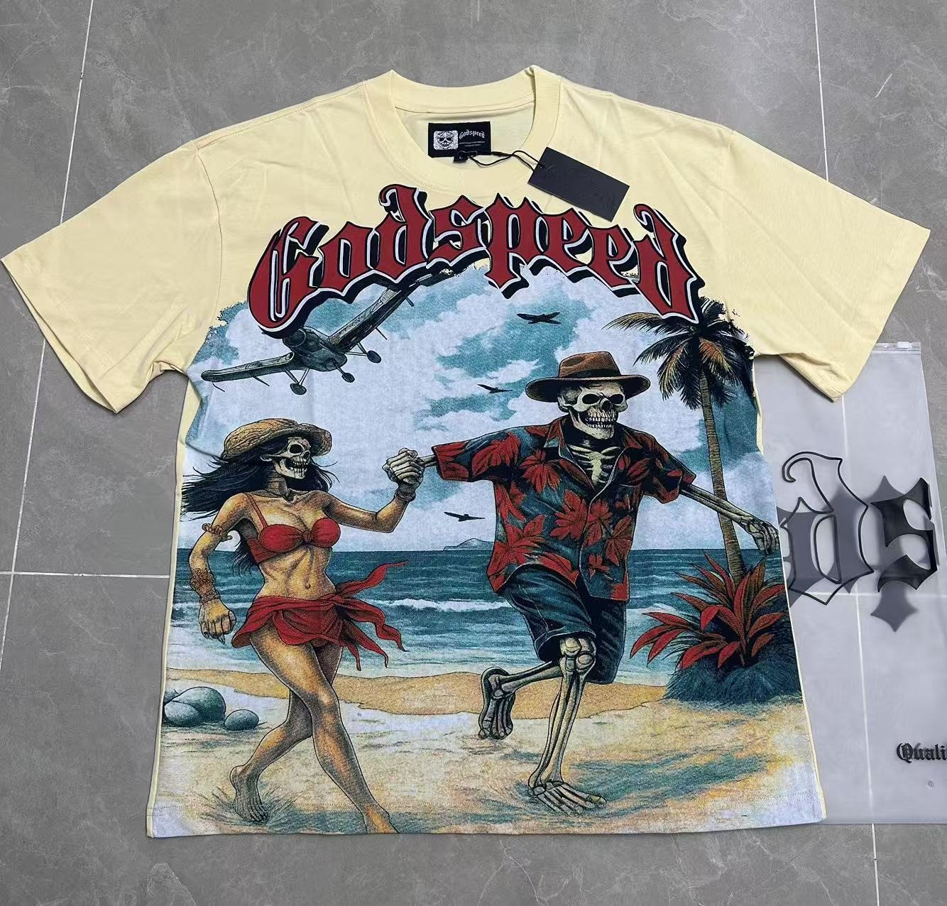 Godspeed Beach Skeleton Graphic T-Shirt — context