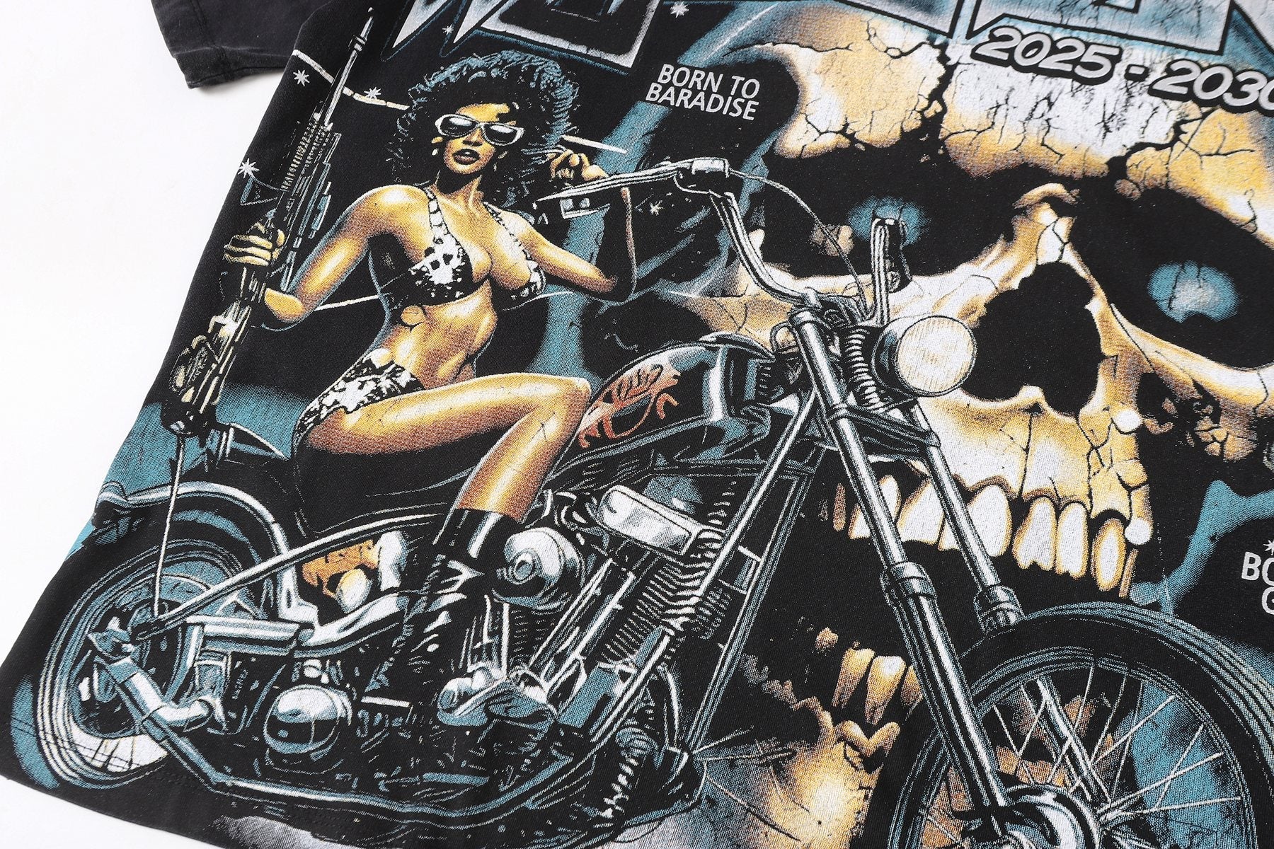 Hellstar Biker Skull Flame Graphic T-Shirt — detail