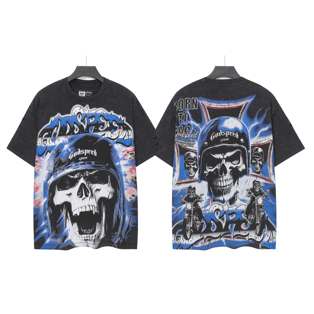 Godspeed Born to Raise Hell Distressed Graphic T-Shirt — hero