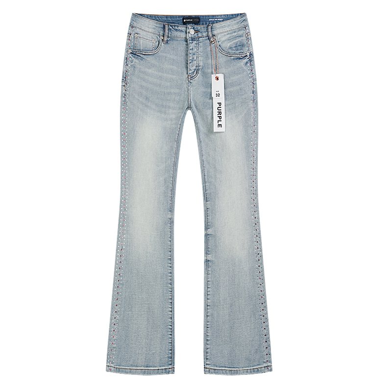 Purple Brand Light Blue Rhinestone Flare Jeans — hero