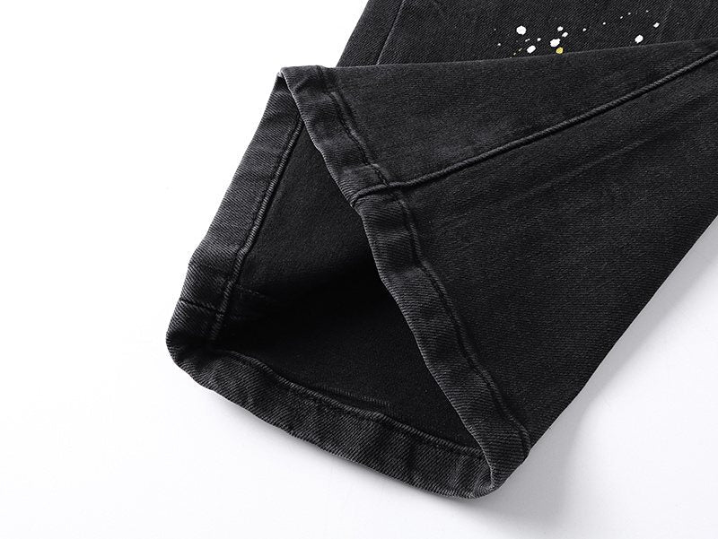 Purple Brand Paint-Splatter Distressed Black Jeans — detail