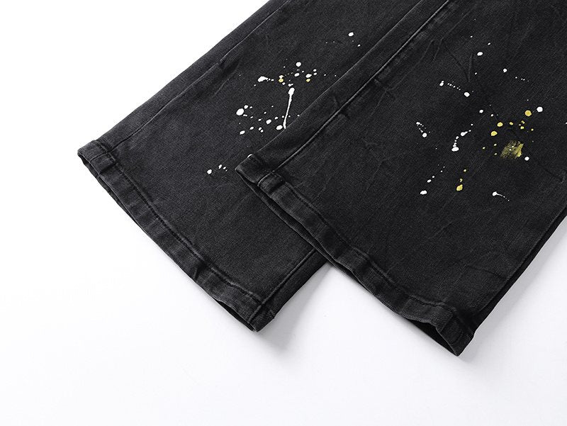 Purple Brand Paint-Splatter Distressed Black Jeans — detail