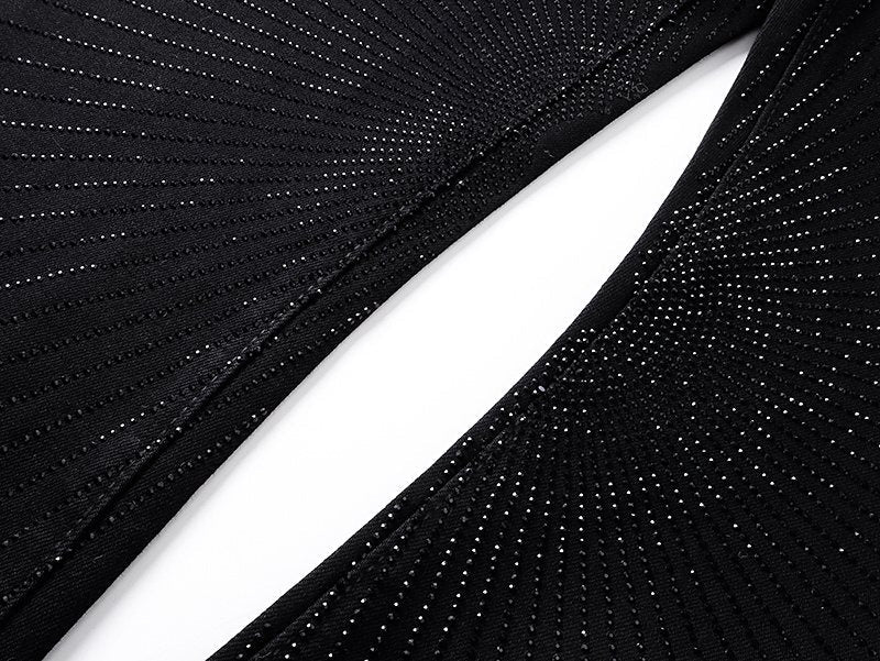 Purple Brand Black Rhinestone Stripe Flared Jeans — detail