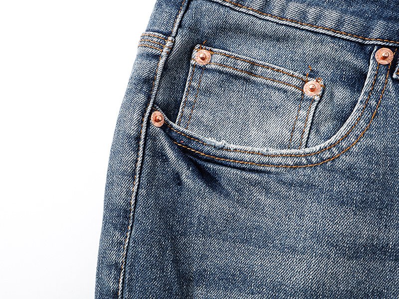 Purple Brand Blue Distressed Bootcut Jeans — detail