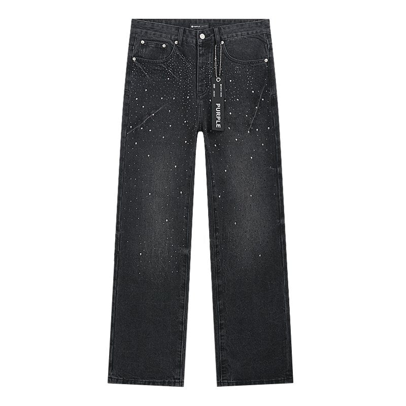 Purple Brand Black Rhinestone Washed Jeans — hero