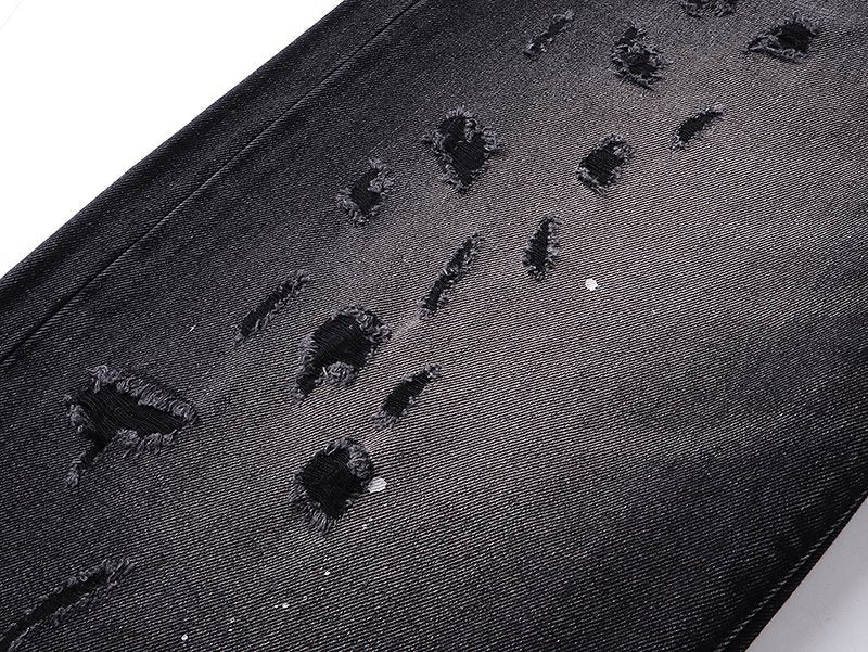 Purple Brand Black Paint-Splatter Distressed Jeans — detail