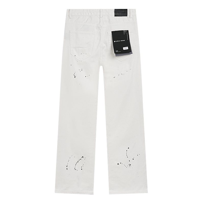 Purple Brand White Distressed Paint-Splatter Jeans — back
