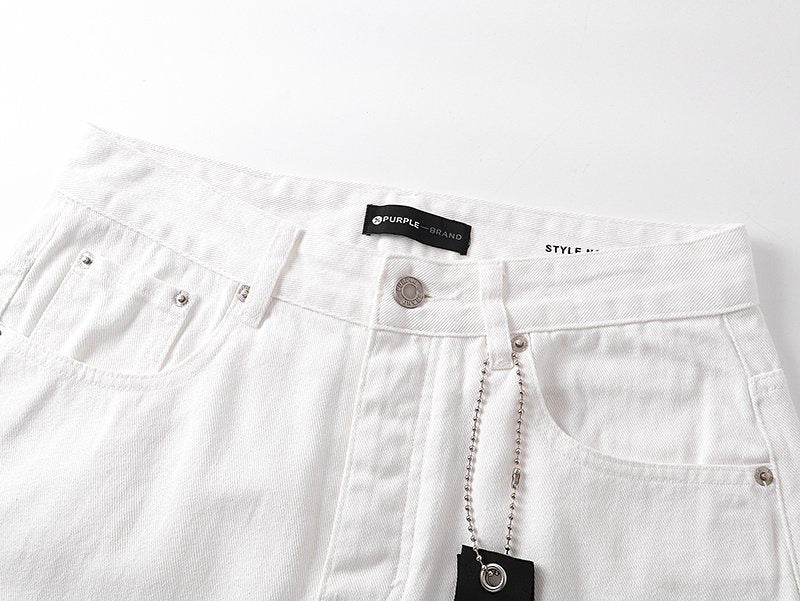 Purple Brand White Distressed Paint-Splatter Jeans — detail