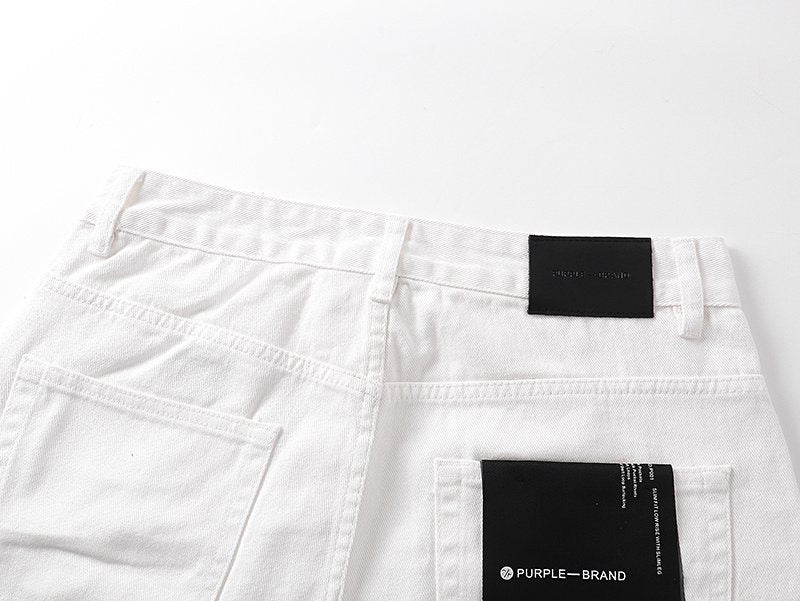 Purple Brand White Distressed Paint-Splatter Jeans — detail