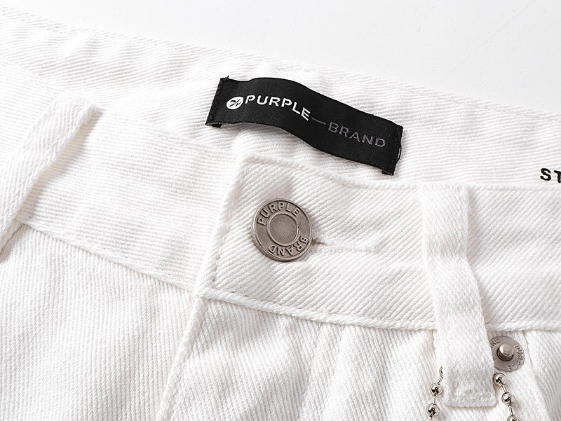 Purple Brand White Distressed Paint-Splatter Jeans — detail