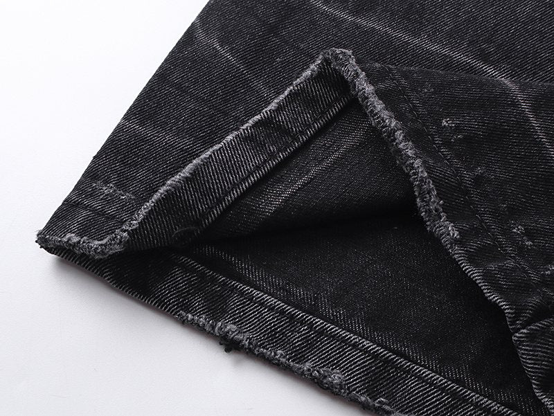Purple Brand Black Distressed Washed Denim Jeans — detail