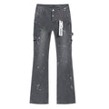 Purple Brand Charcoal Gray Paint-Splatter Cargo Jeans — hero
