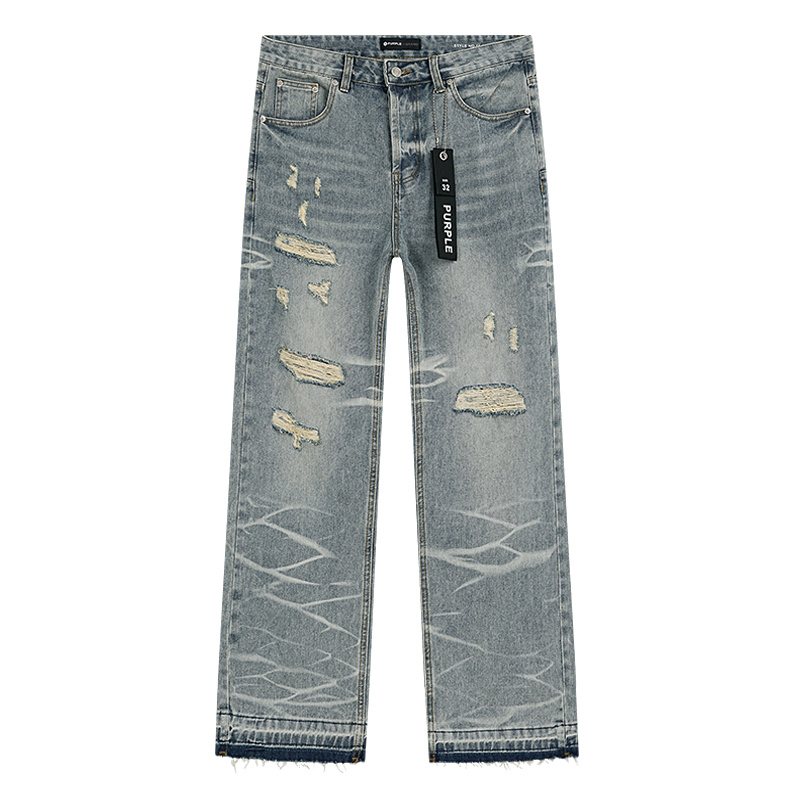 Purple Brand Light Blue Scribble Graphic Distressed Jeans — hero