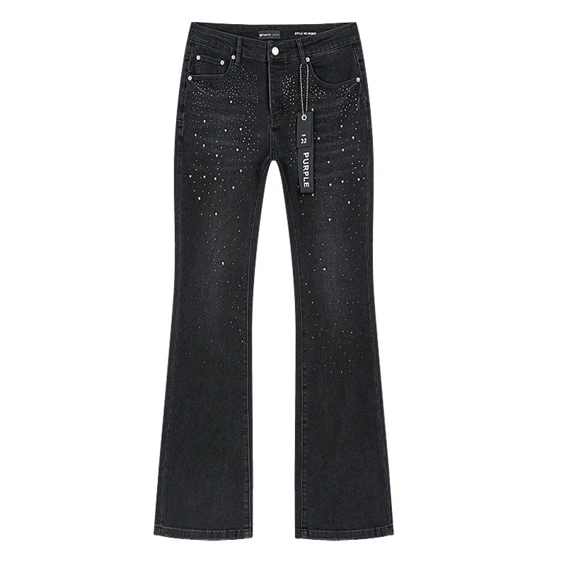 Purple Brand Rhinestone Flare Jeans — front