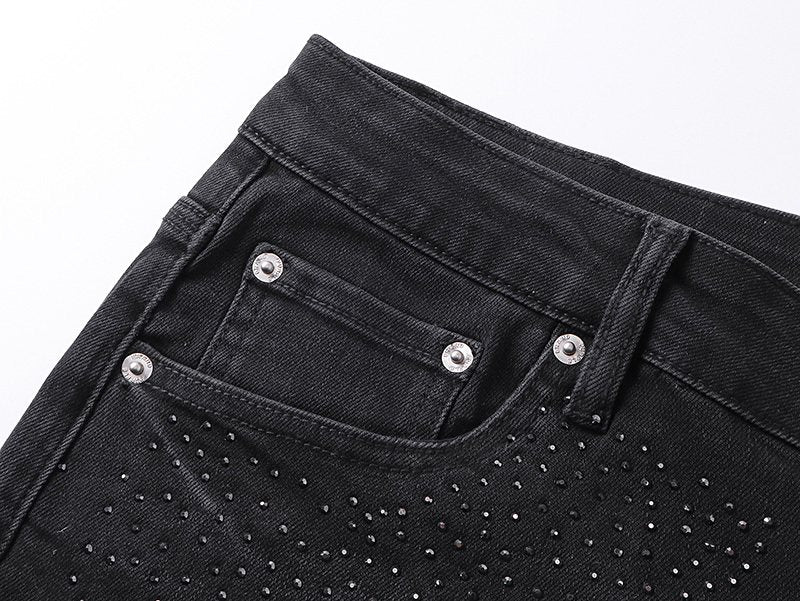 Purple Brand Rhinestone Flare Jeans — detail