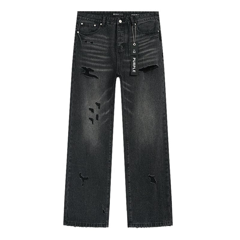 Purple Brand PU813 Washed Black Distressed Jeans — front
