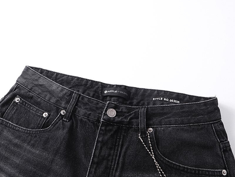 Purple Brand Black Distressed Straight-Leg Jeans — detail