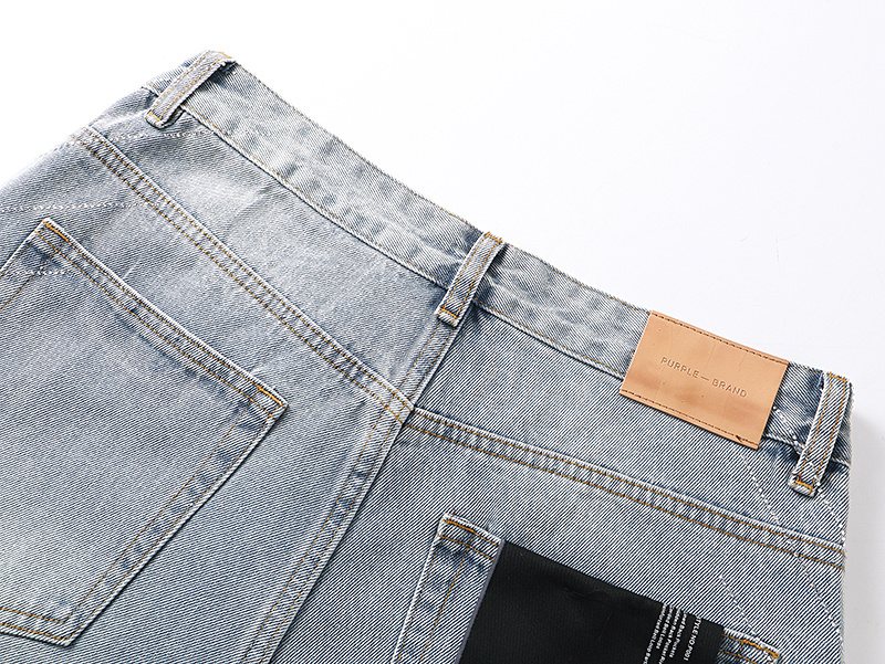 Purple Brand Light Blue Rhinestone Stripe Jeans — detail