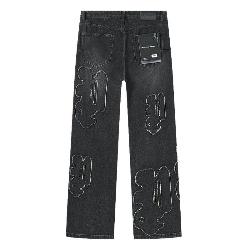 Purple Brand Black Graphic Patch Jeans — back