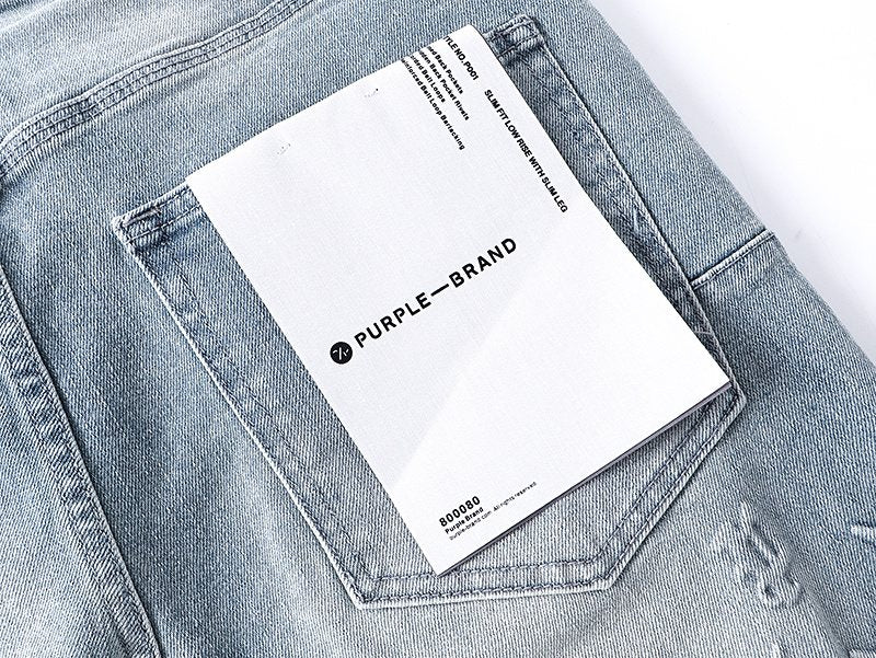 Purple Brand Light Blue Embossed Lower-Leg Jeans — detail