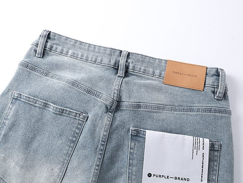 Purple Brand Light Blue Embossed Lower-Leg Jeans — detail
