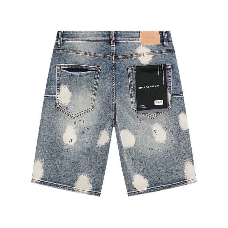 Purple Brand Bleach Splatter Denim Shorts — back