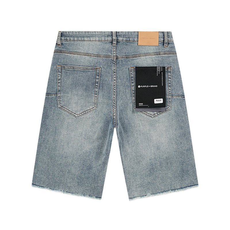 Purple Brand Light Blue Raw Hem Denim Shorts — back