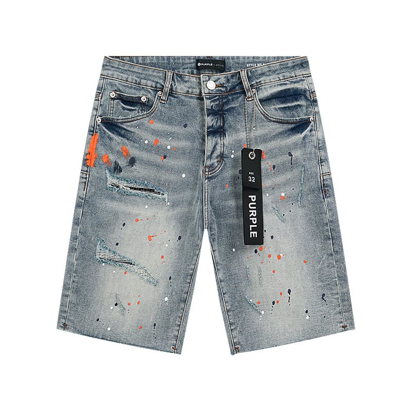 Purple Brand Paint Splatter Denim Shorts — hero