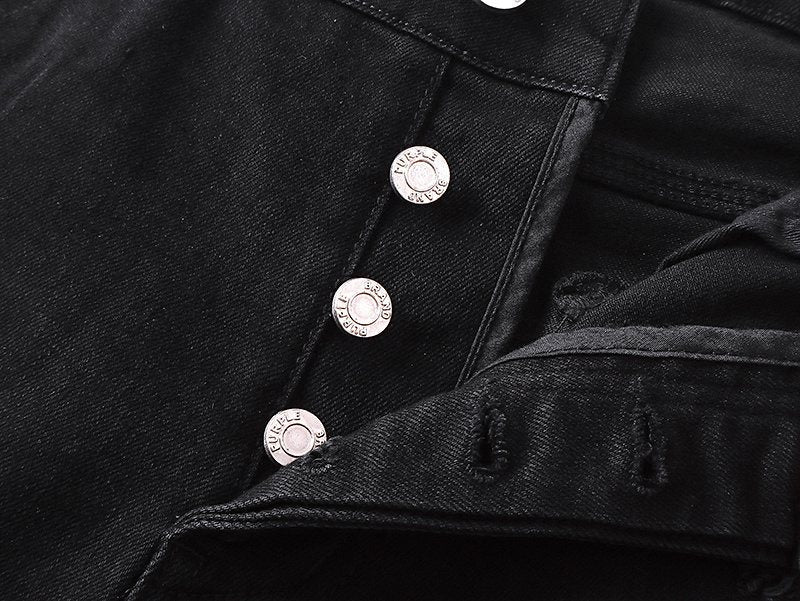 Purple Brand Black Distressed Denim Shorts — detail