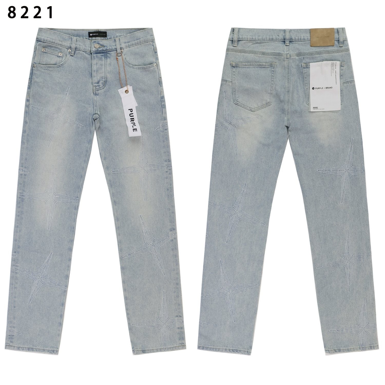 Purple Brand Star Embroidered Washed Jeans — hero