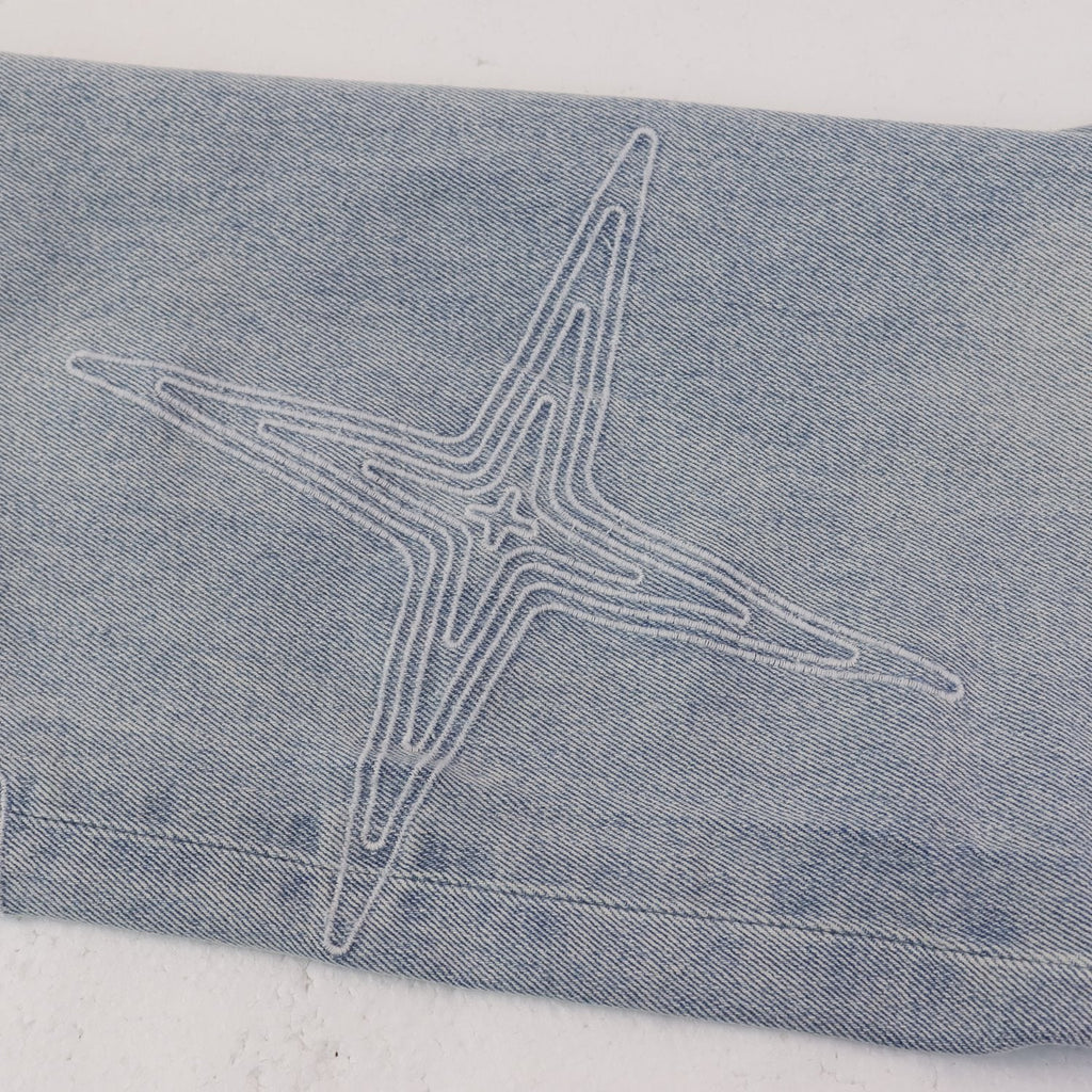 Purple Brand Star Embroidered Washed Jeans — detail