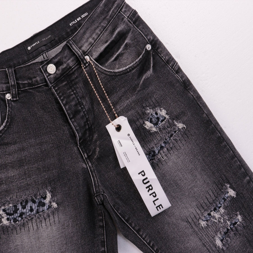 Purple Brand Distressed Patch Denim Shorts — front